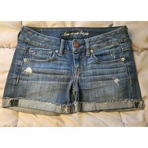 American Eagle Jean Shorts 0 Distressed Stretch 3" Inseam